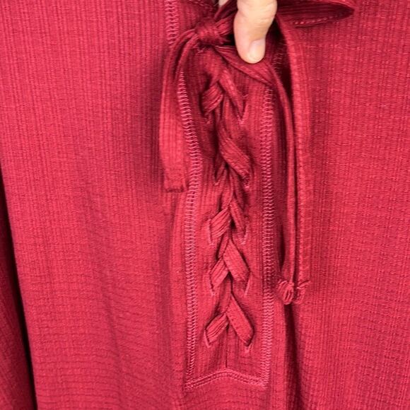 Torrid Texture Jersey Lace-Up Drop Shoulder Top Blouse Sz 2 2XL Burnt Red Crimso - Picture 3 of 7